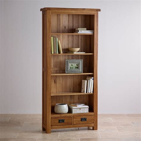 Original Rustic Tall Bookcase In Solid Oak Oak Furniture Land