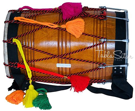 Buy Dhol Drum By Maharaja Musicals Mango Wood Natural Barrel Shaped