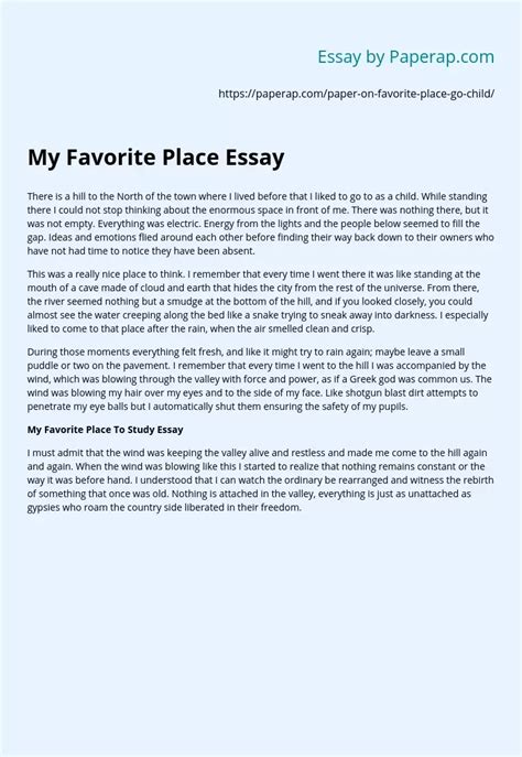 My Favorite Place Essay Free Essay Example