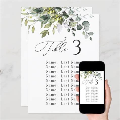 Eukalyptus Wedding Table Chart Cards Einladung Zazzle De