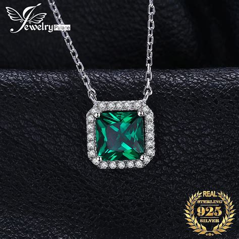 JewelryPalace Square 1 7ct Simulated Nano Emerald 925 Sterling Silver