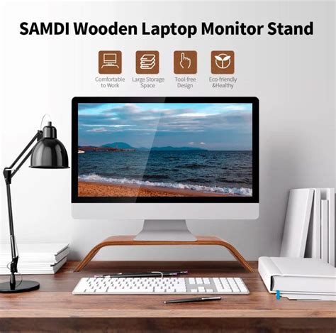 Samdi Wooden Stand Universal Desktop Computer Monitor Heighten Wooden