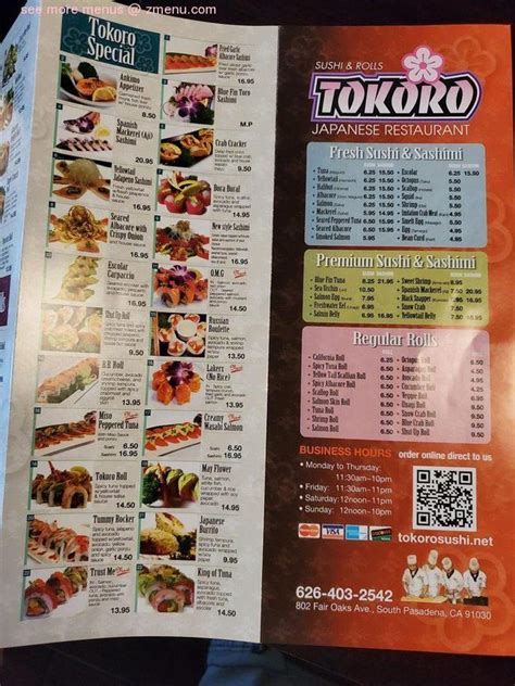 Online Menu of Tokoro Restaurant, South Pasadena, California, 91030 - Zmenu