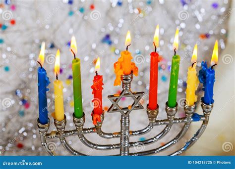 Símbolos Judaicos Do Hannukah Do Feriado Menorah Imagem de Stock