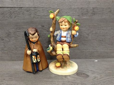 Lot Of Hummel Goebel Figurines Boy In Apple Tree Woman With Staff And