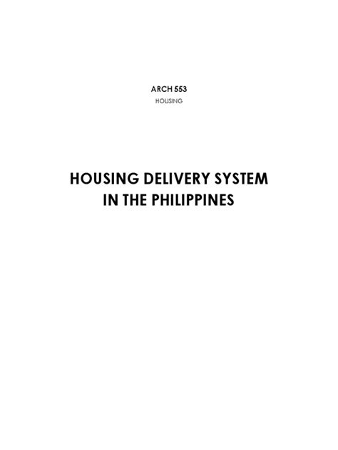 Housing Delivery System In The Philippines Download Free Pdf Loans