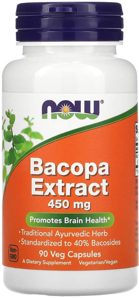 سعر ومواصفات NOW Foods Bacopa Extract 450 مجم 90 كبسولة نباتية من