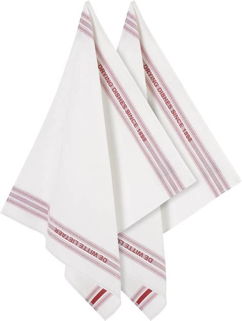 De Witte Lietaer Theedoek Dish Rood Stuks X Cm Katoen