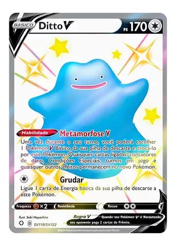 Carta Pok Mon Ditto V Shiny Destinos Brilhantes Parcelamento Sem Juros