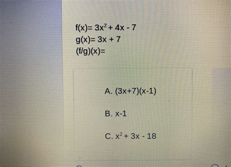 Solved F X 2x2 3x 4 G X 2x 3 F G X A 3x2 5x