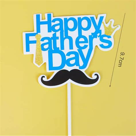 Blue Happy Father S Day Mustache Paper Card Cake Topper Baking Props