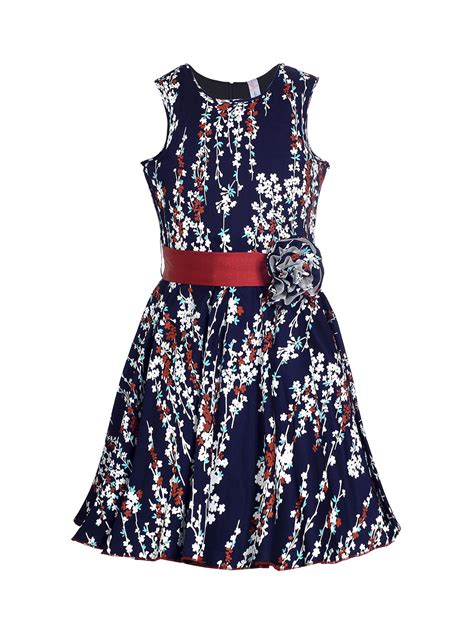 Buy Naughty Ninos Girls Navy Blue Printed Fit And Flare Dress Dresses For Girls 7946889 Myntra