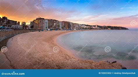 Panorama Of Lloret De Mar Seafront In The Evening Lloret De Mar