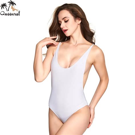 Queenral One Piece Bra Sexy Bras Monokini Backless Beach Wear Deep V