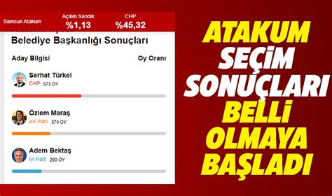 Samsun da Atakum Belediyesi 31 Mart yerel seçimleri anlık sonuçlar