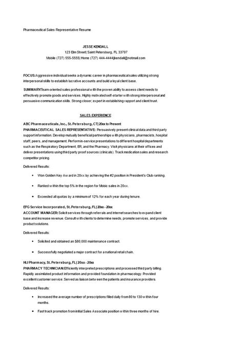 Pharmaceutical Sales Representative Resume How To Draft A Pharmaceutical Sales Representative