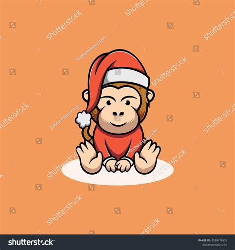 Cute Christmas Monkey Cartoon Illustration Stock Vector (Royalty Free ...