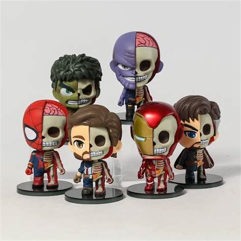 Avengers Skeleton Chibi 8 Cm Set Of 6 Captain America Hulk Thanos