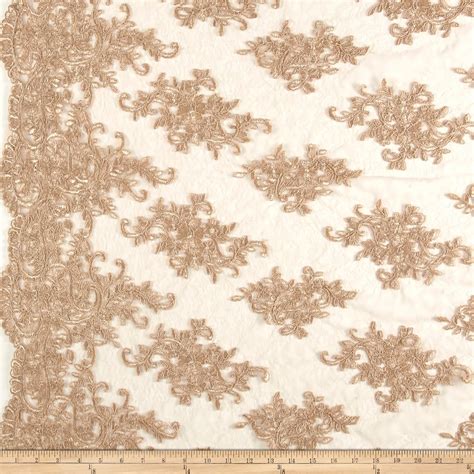 Telio Veronica Lace Embroidery Gold Fabric By The Yard