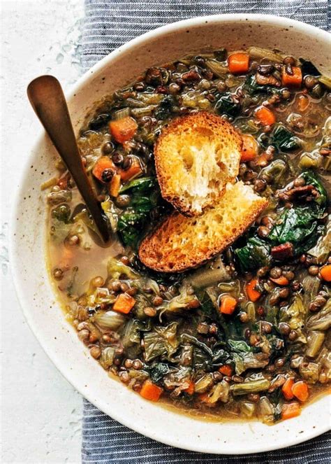 French Lentil Soup With Escarole Striped Spatula