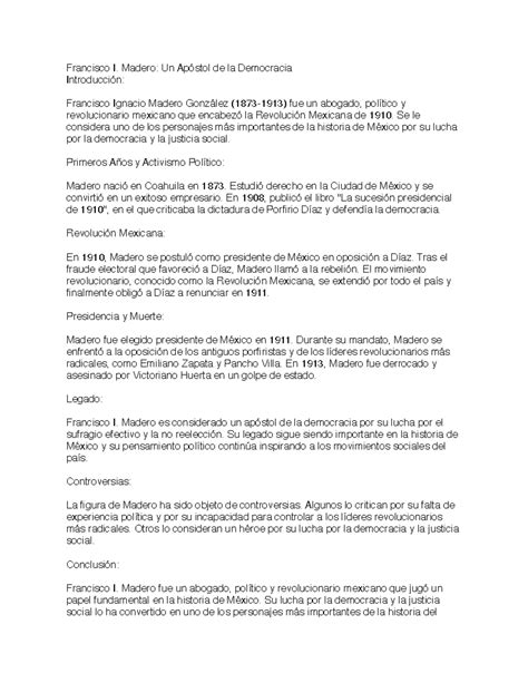 Francisco I Madero Un Apóstol De La Democracia Francisco I Madero Un Apóstol De La