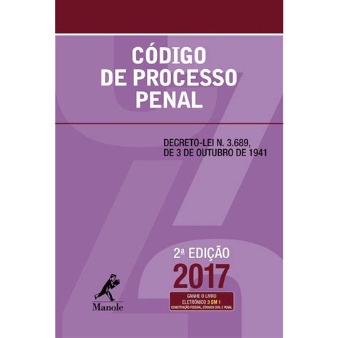 Livro Código de processo penal Decreto lei n 3 689 de 3 de outubro