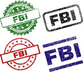 Scratched Textured Fbi Agent Seal Stamps Vector Image