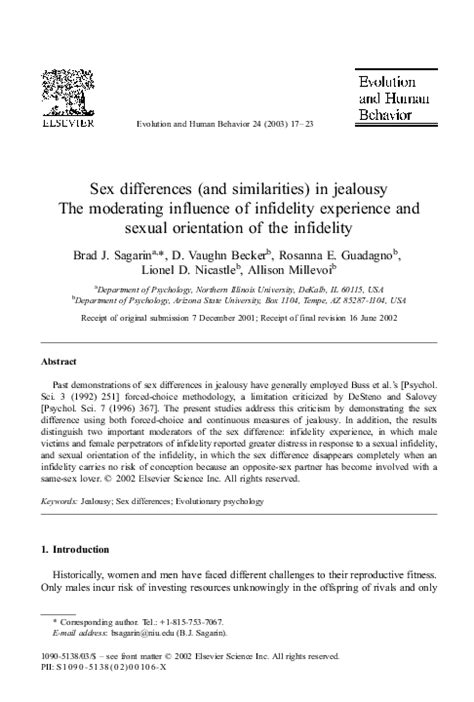 Pdf Sex Differences And Similarities In Jealousy D Vaughn Becker