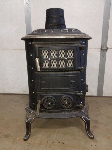 Pot Belly Stove Wood Parlor Cast Iron Cabin Antique Vintage Montgomery Ward Ebay