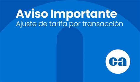 Ajuste de tarifa por transacción Caja de Ahorros