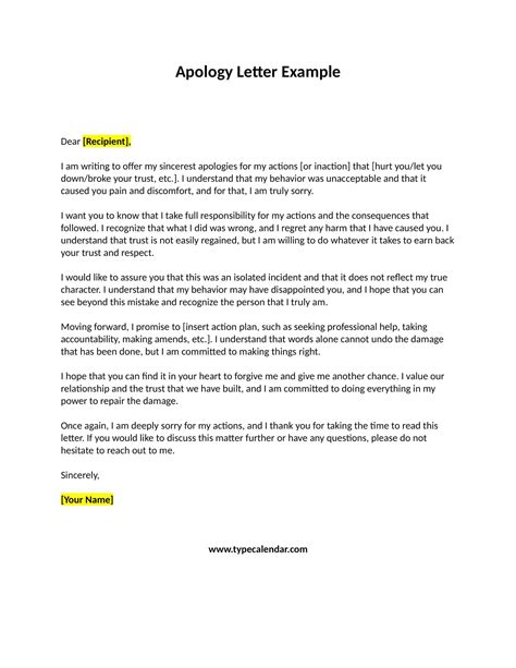 Free Printable Apology Letter Templates Word Pdf For Students