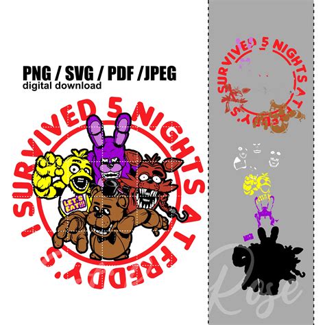 Five Nights At Freddys Fnaf File Formatpngsvgpdfjpeg Layered By Colors For Easy Cut Etsy