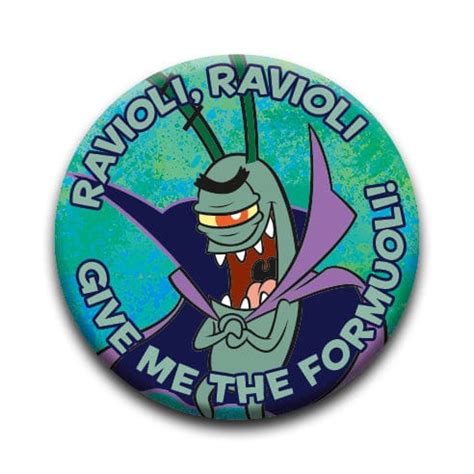 SpongeBob SquarePants Plankton Hot Gas Round Pinback Button NMR