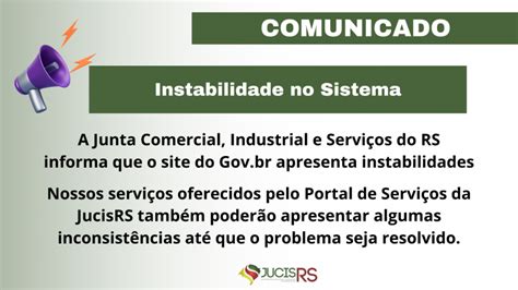 Comunicado Instabilidade No Sistema Junta Comercial Industrial E