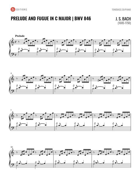 Bach Prelude And Fugue In C Major BWV 846 Free Sheet Music