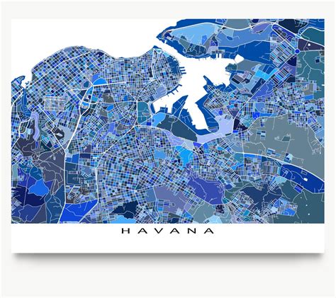 Havana Map Print Havana Cuba Map Art Prints Caribbean by MapsAsArt