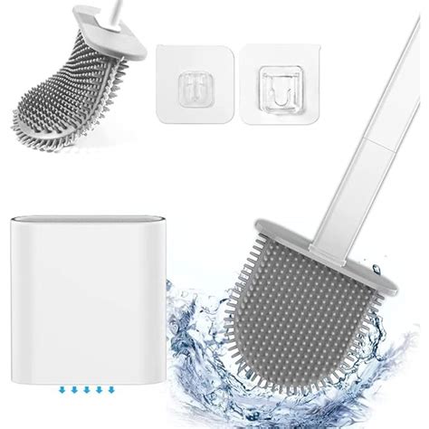 Mjn Silicone Toilet Brush With Slim Holder Flex Toilet Brush Wall