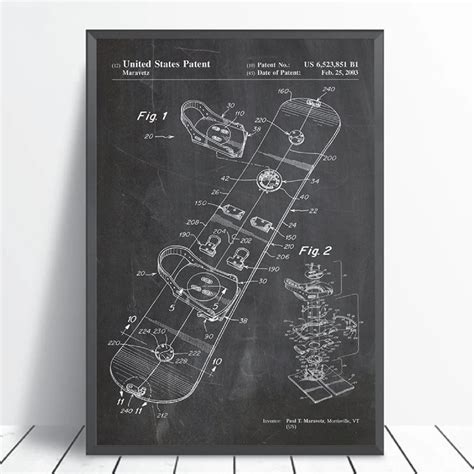 Vintage Snowboard Patent Blueprint Canvas Art — Daedalus Designs