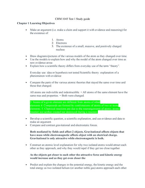 Chm 1045 Test 1 Study Guide Chm 1045 Test 1 Study Guide Chapter 1