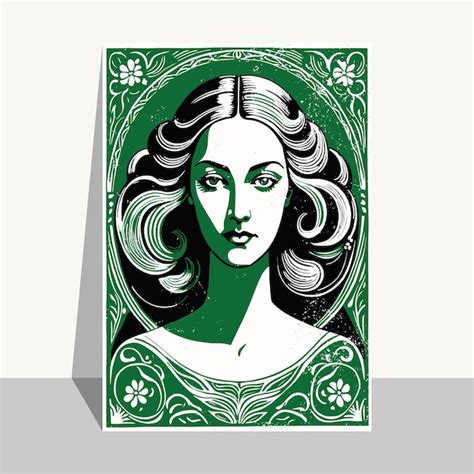 Premium Vector Art Deco Woman Portrait Eps Template Art Nouveau