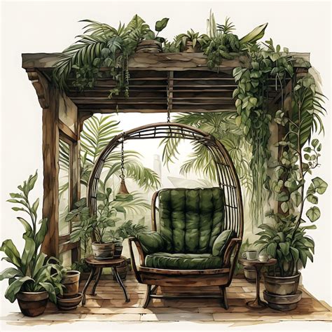 Premium Photo Watercolor Room Of Brazilian Rainforest Room Lush