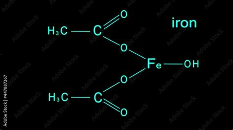 Structural Chemical Formula Of Iron Appearing Over Black Background Chemical Element Blowing