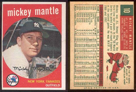 1959 Topps 10 Mickey Mantle Yankees