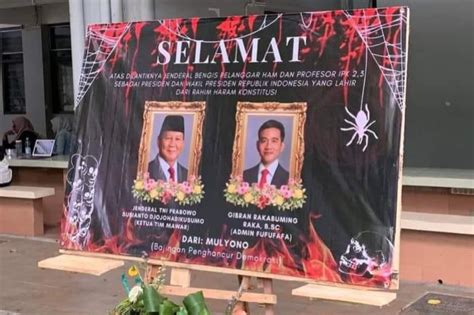 Kritik Pelantikan Prabowo Gibran Lewat Karangan Bunga BEM FISIP Unair