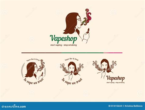 Set Logos For The Club Shop Or Electronic Cigarettes Smoking Girl