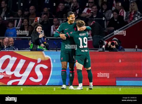 AMSTERDAM NETHERLANDS OCTOBER 26 Harvey Elliott Of Liverpool FC