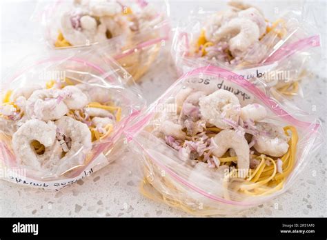 Frozen shrimp scampi meal prep Stock Photo - Alamy