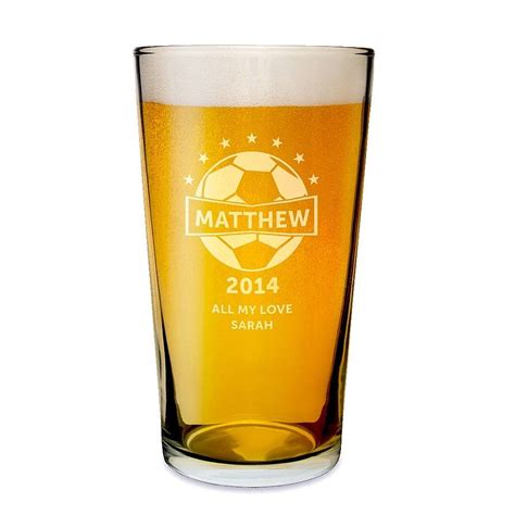 Personalised Football Pint Glass By Oli And Zo