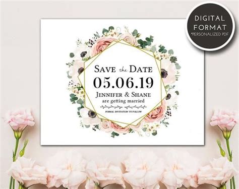 Floral Save The Date Retro Wedding Neutral Wedding Retro Save The Date