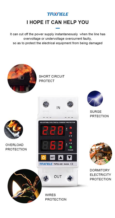 Dual Display 40a 63a 230v Din Rail Adjustable Digital Over Under